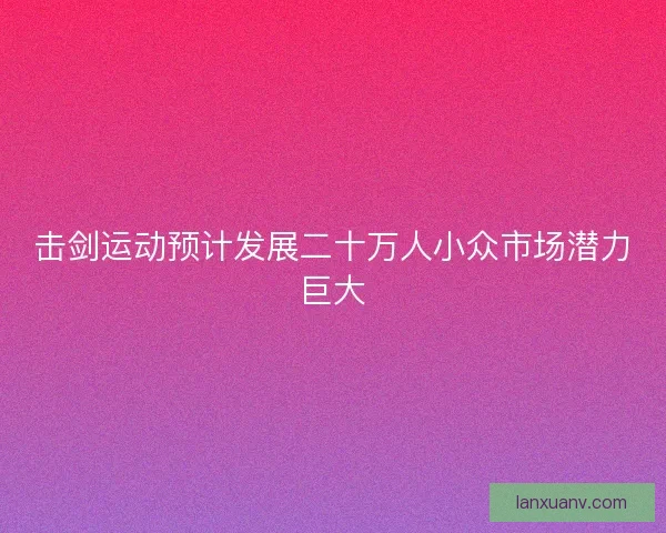 击剑运动预计发展二十万人小众市场潜力巨大 击剑运动预计发展二十万人小众市场潜力巨大